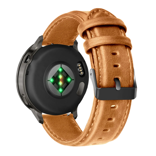 Bandz Garmin Forerunner 255 Leather Strap 'Classic' (Brown)