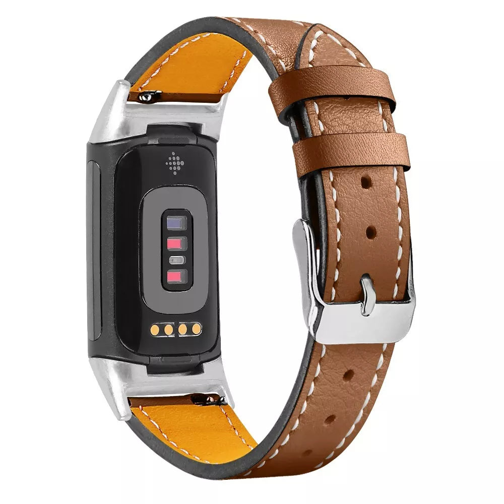 Bracelet cuir moderne Fitbit Charge 5 (brun)