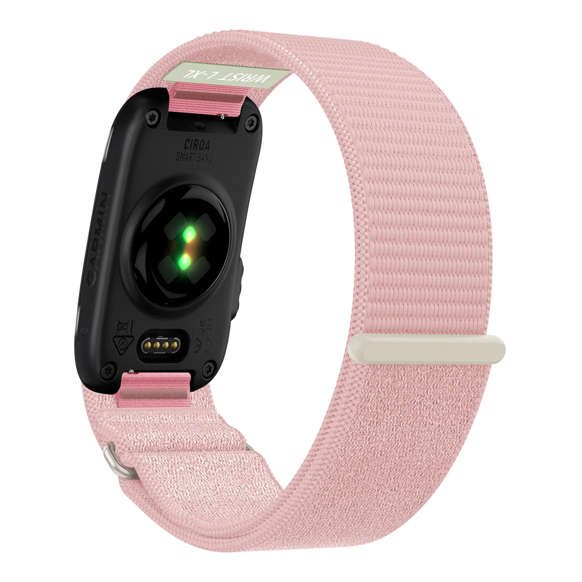 Nylon Strap 'Classic', light pink, on a watch, 3/4 rear view
