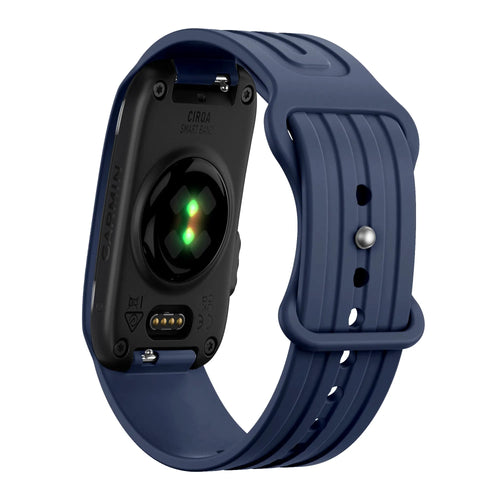 Silicone Strap 'Classic', dark blue, on a watch, 3/4 rear view