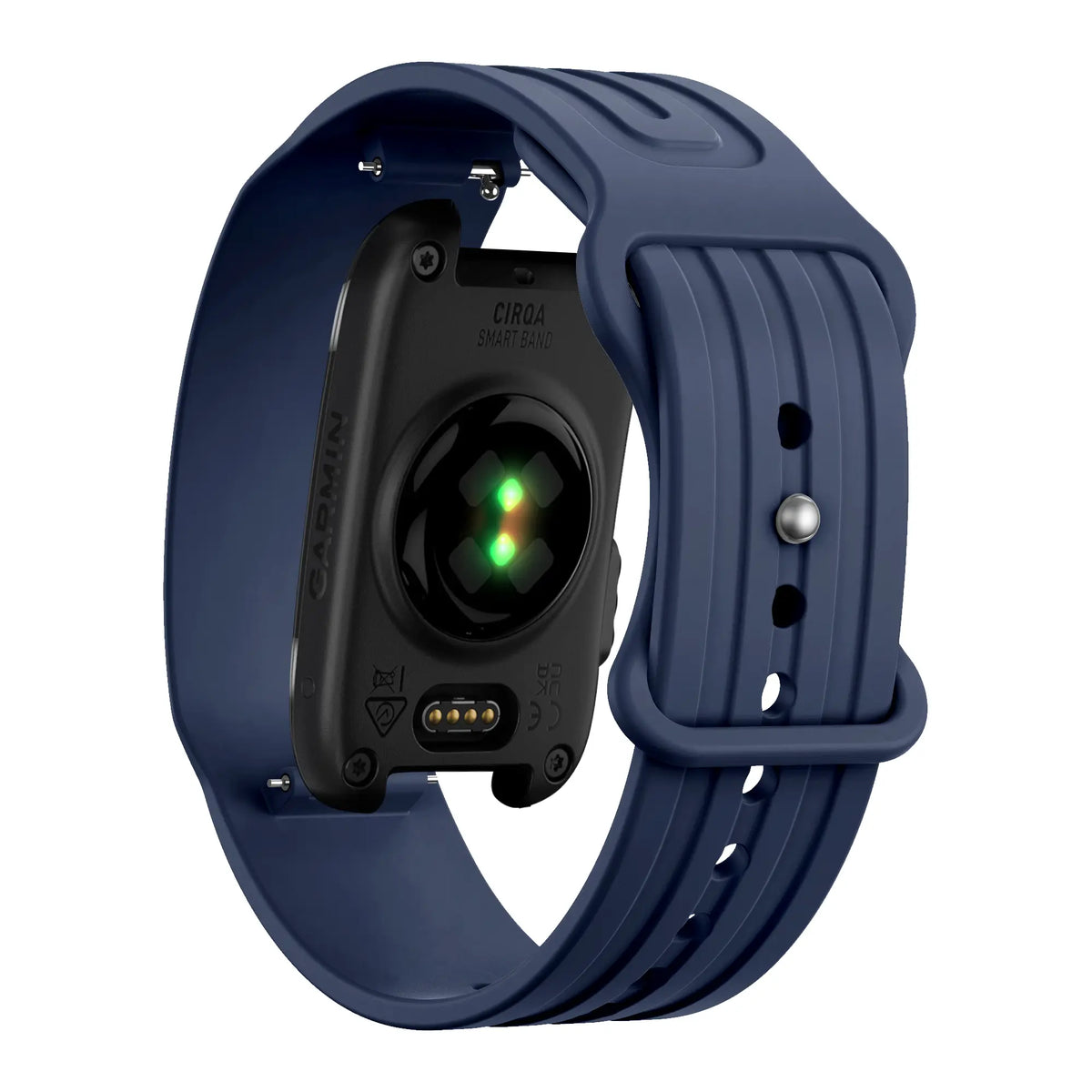 Silicone Strap 'Classic', dark blue, on a watch, 3/4 rear view