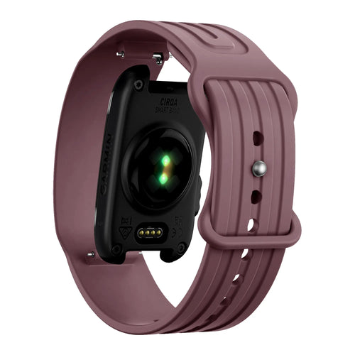 Silicone Strap 'Classic', light plum, on a watch, 3/4 rear view