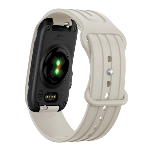 Silicone Strap 'Classic', starlight, on a watch, 3/4 rear view