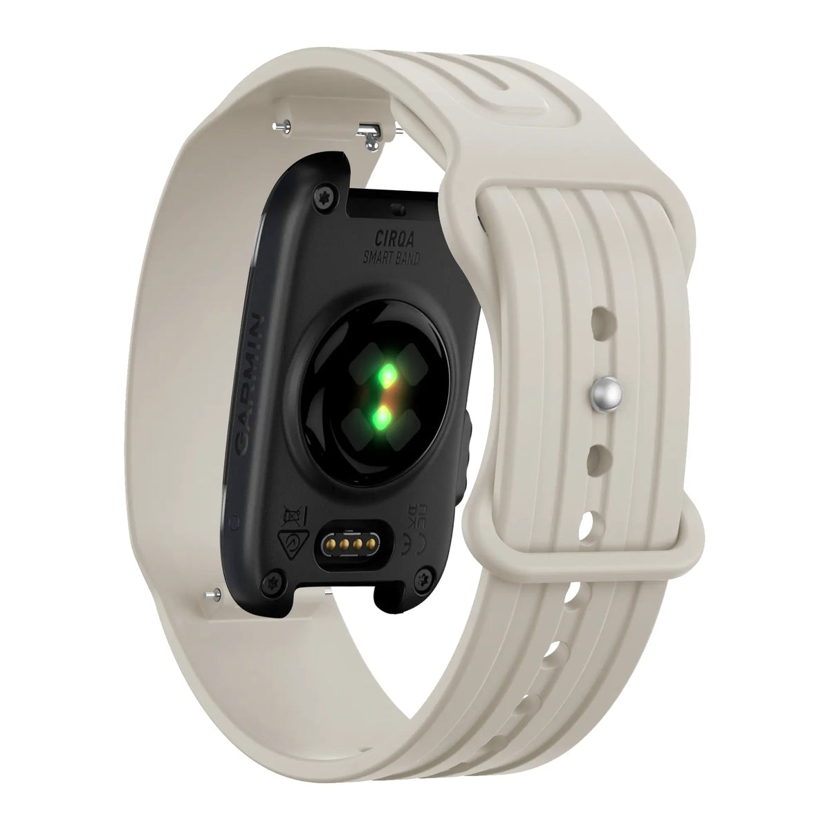 Silicone Strap 'Classic', starlight, on a watch, 3/4 rear view
