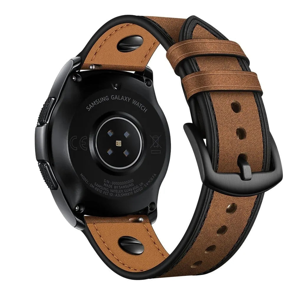 Bracelet cuir avec vis Amazfit Bip U Pro (marron foncé)