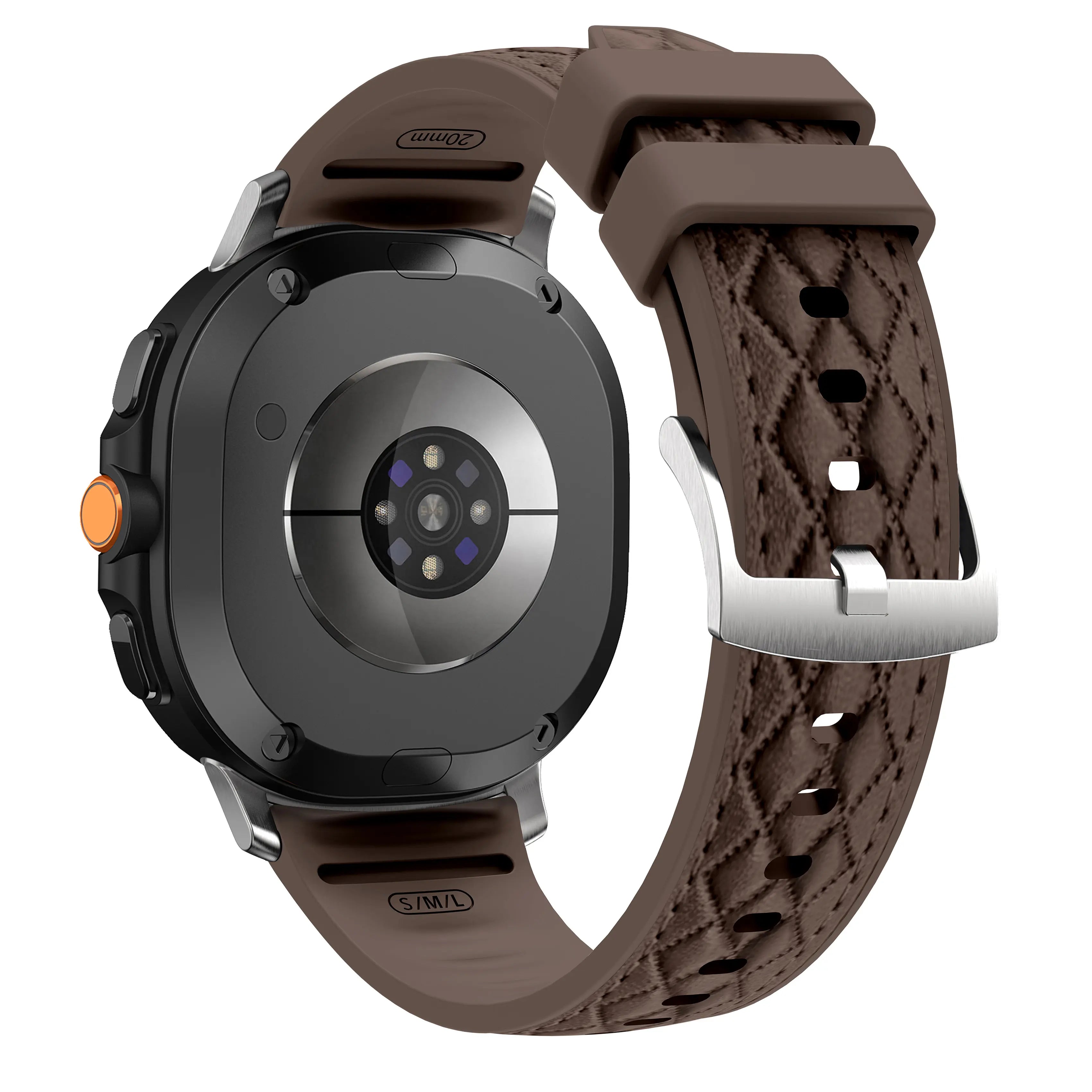 Bracelet cuir hybride diamond Samsung Galaxy Watch 8 - 40mm (marron foncé)
