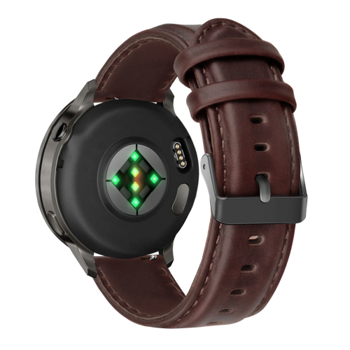 Bandz Garmin Forerunner 55 Leather Strap 'Classic' (Dark Brown)