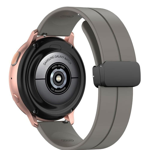 D-Buckle Silicone Strap, dark grey, on a watch, 3/4 rear view