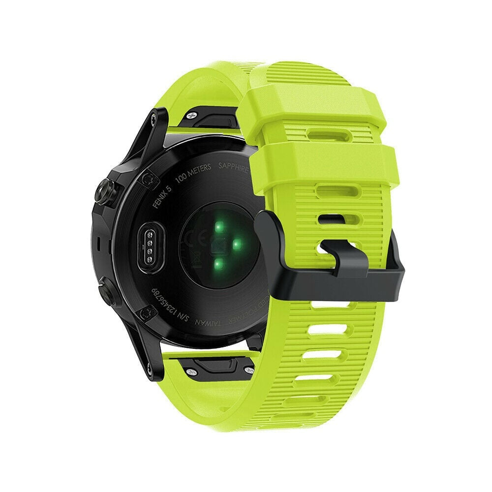 Silicone Strap, light green, on a watch, 3/4 rear view