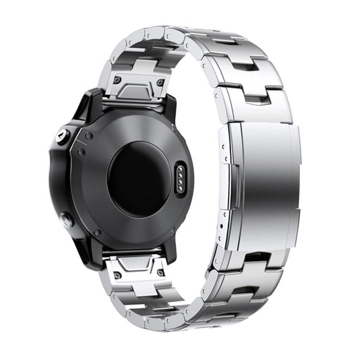 Titanium Strap, silver, on a watch, 3/4 rear view