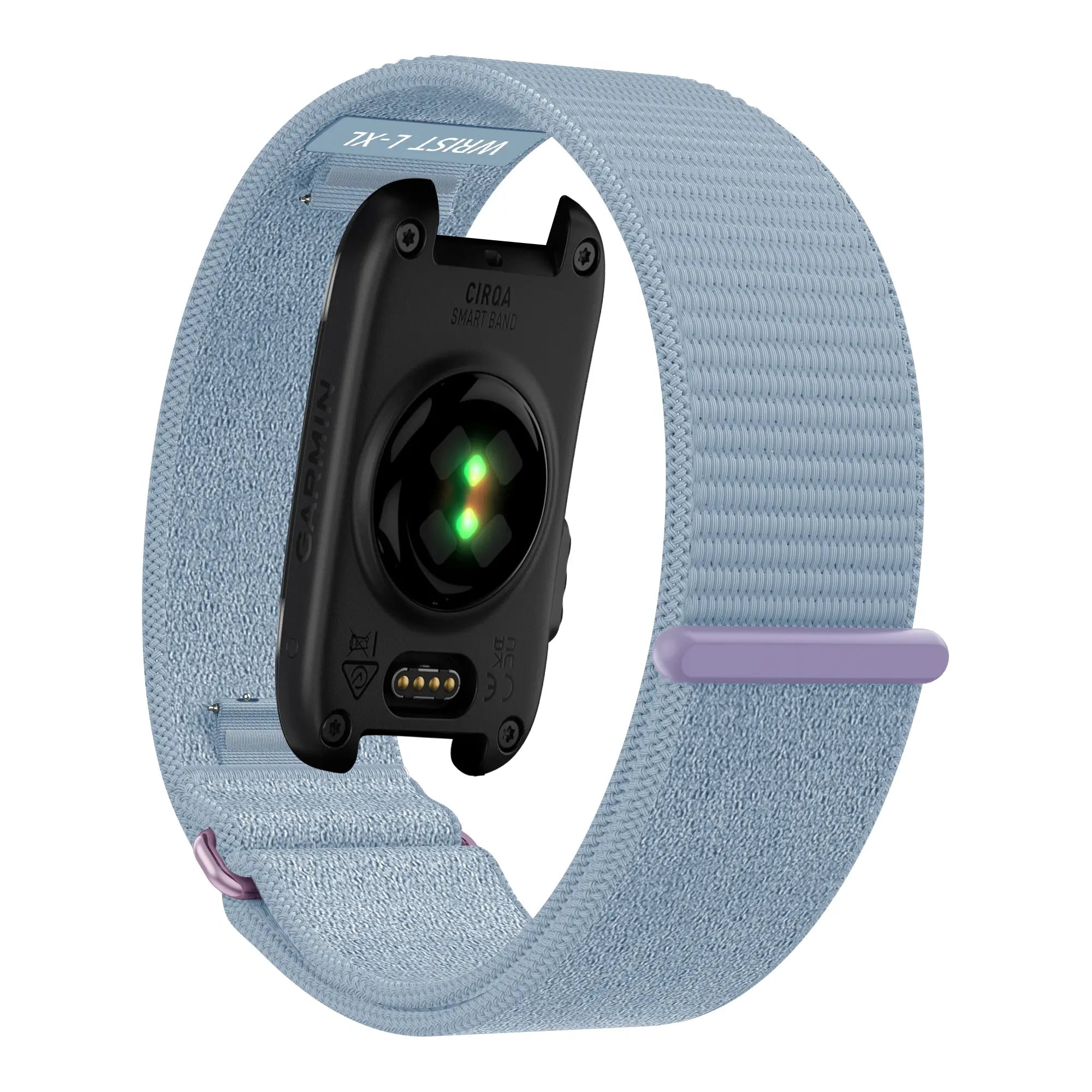 Nylon Strap 'Classic', light blue, on a watch, 3/4 rear view