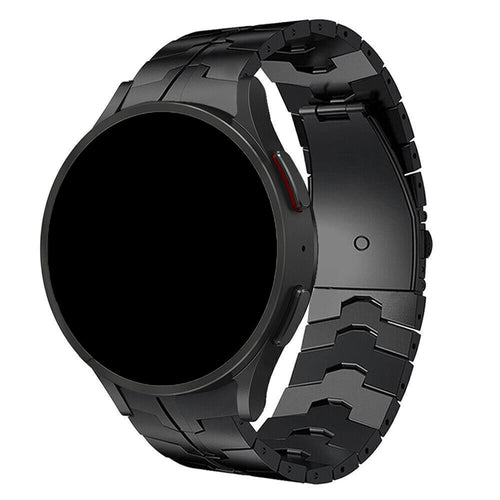 Steel Iron Strap, black, on a watch, 3/4 rear view