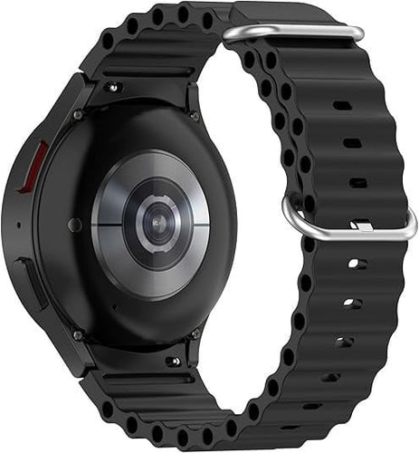 Silicone Ocean Strap, black, on a watch, 3/4 rear view