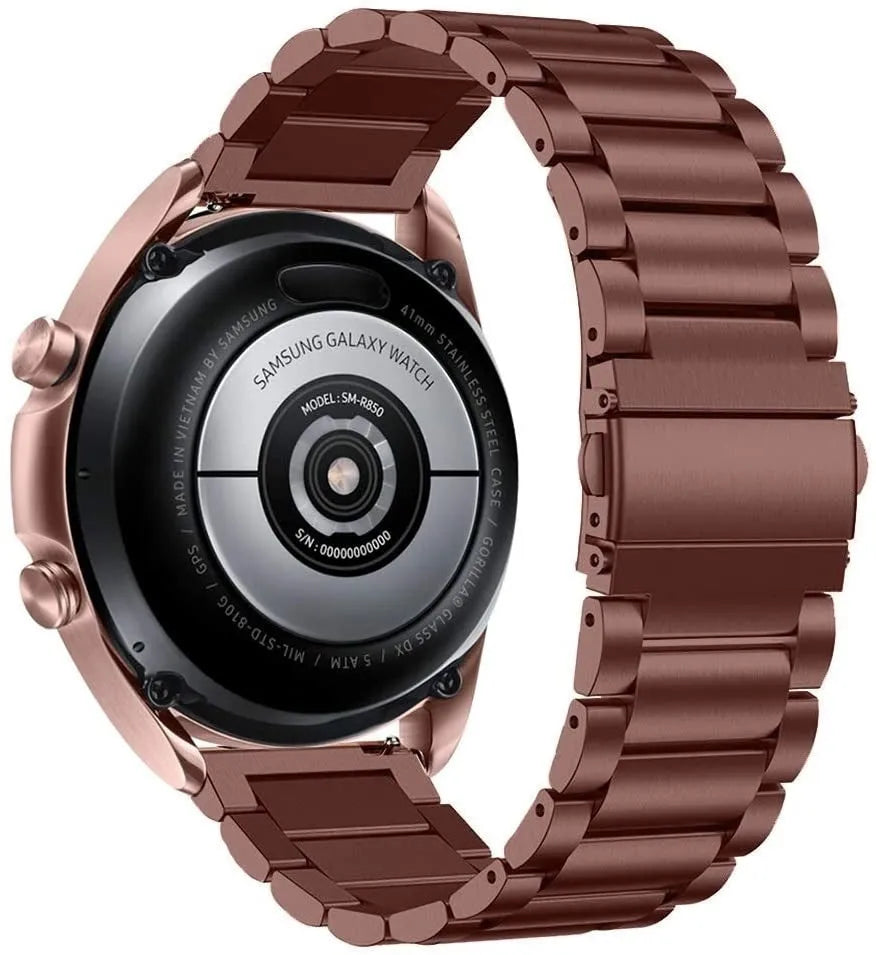 Steel Strap, bronze, on a watch, 3/4 rear view