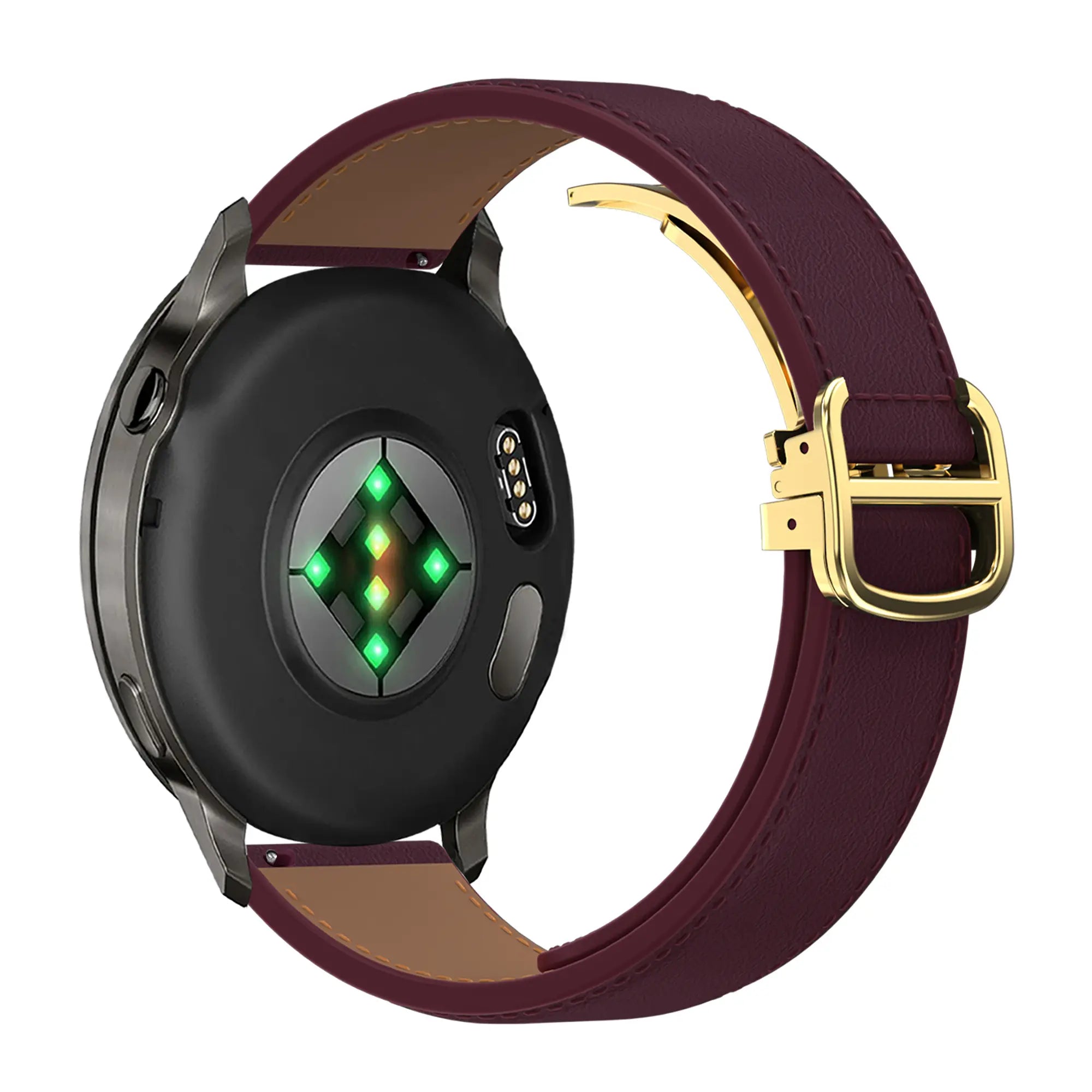 Bandz Bracelet cuir 'D-Type' Garmin Vivomove Luxe (rouge)