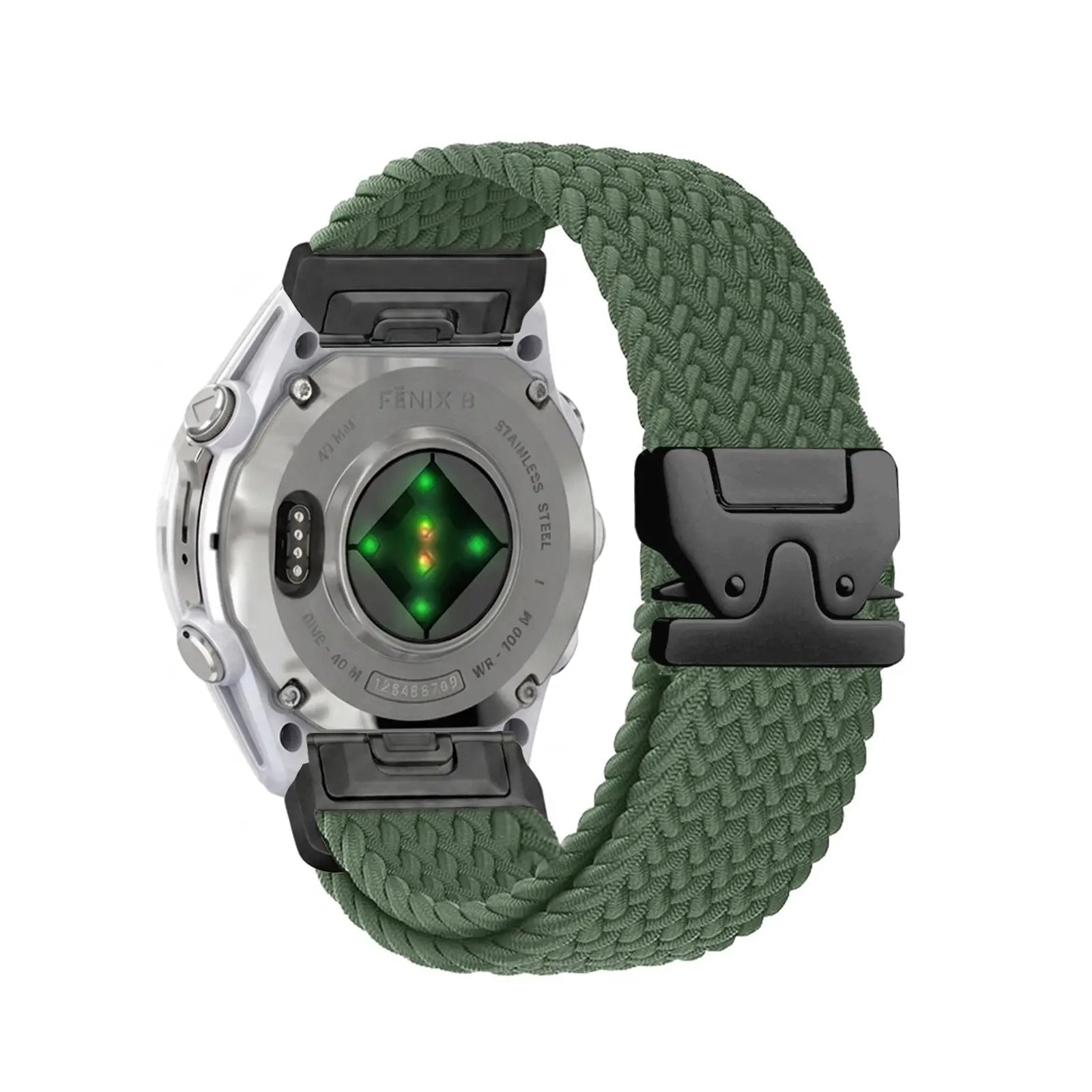 Bracelet tressé boucle en P Garmin Forerunner 745 (vert avec noir)