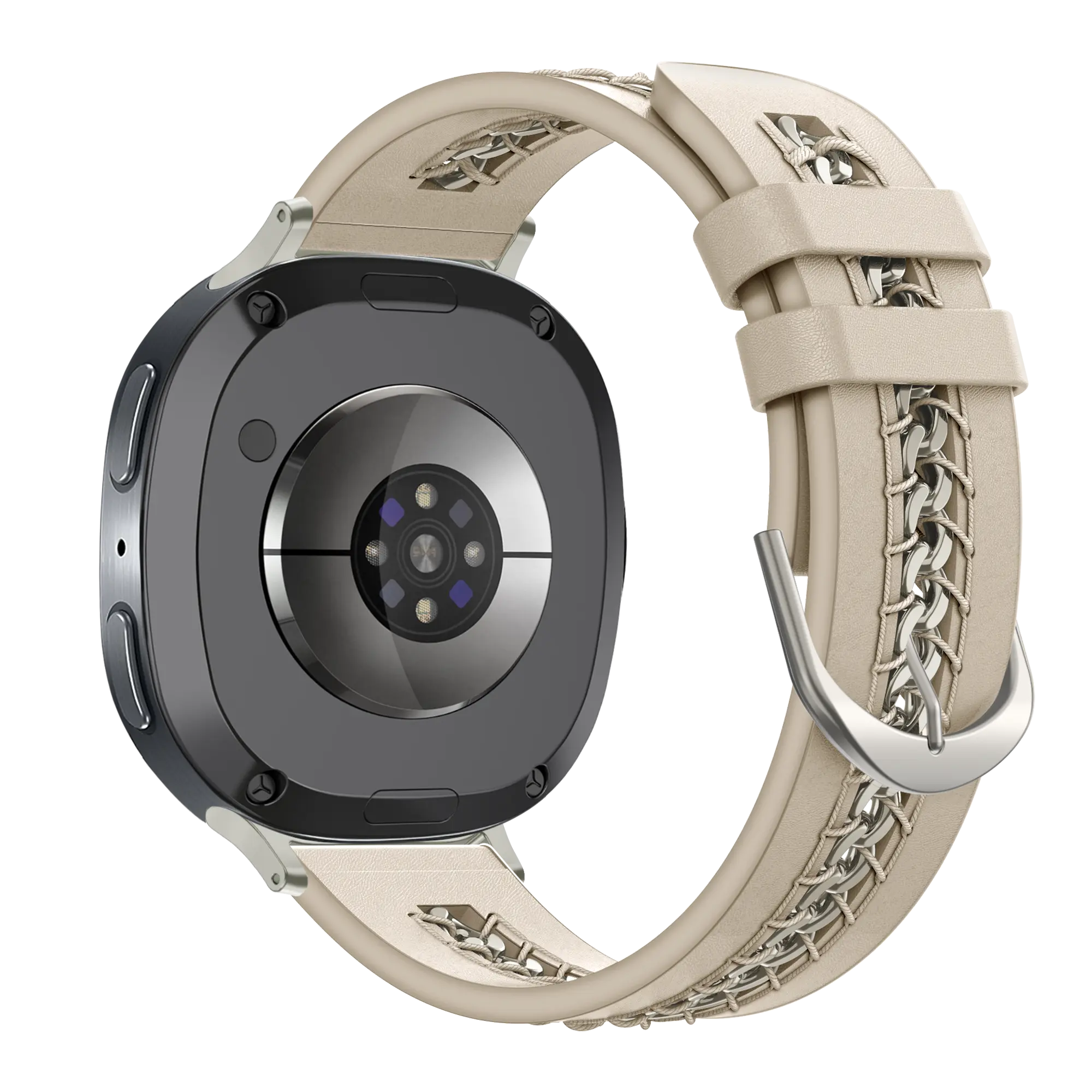 Bandz Bracelet cuir 'Chains' Samsung Galaxy Watch 8 - 44mm (beige)