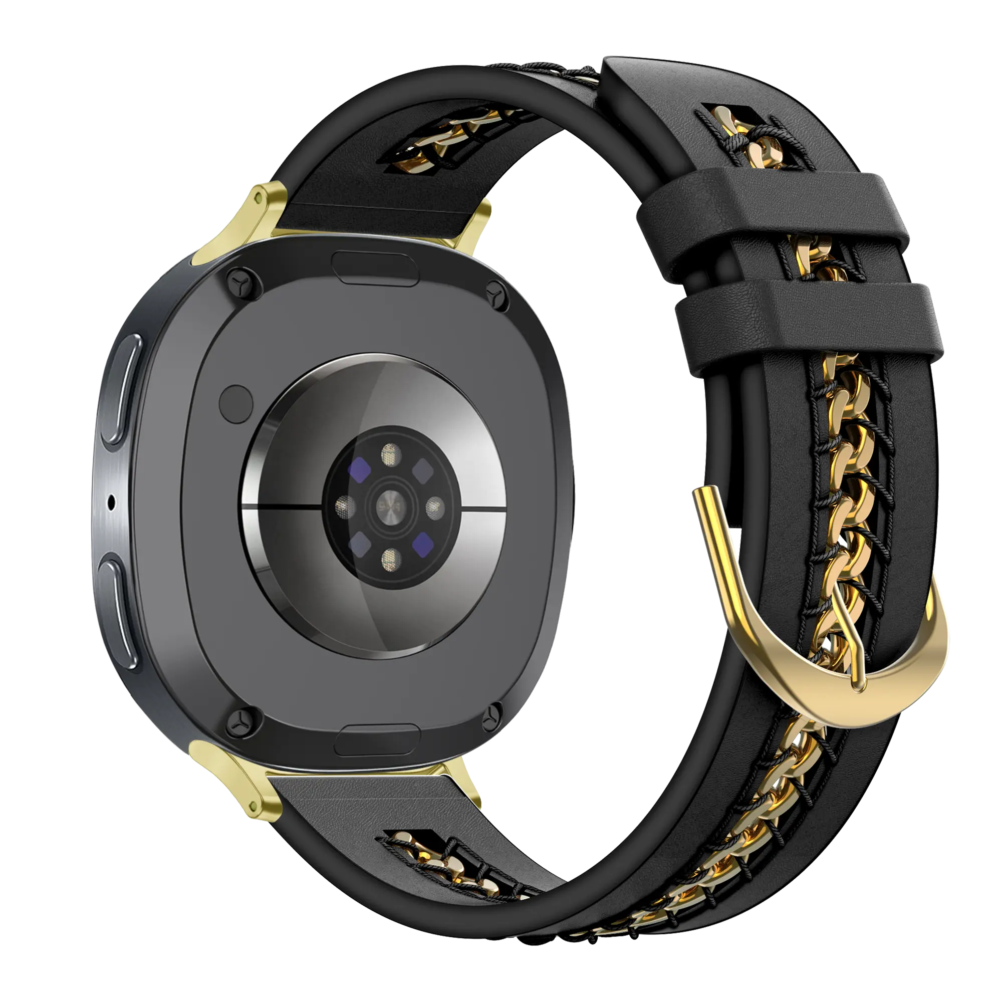 Bandz Samsung Galaxy Watch 8 - 40mm Leather Strap 'Chains' (Black)