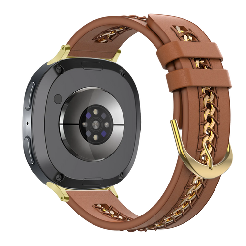 Bandz Bracelet cuir 'Chains' Samsung Galaxy Watch 9 - 44mm (marron)