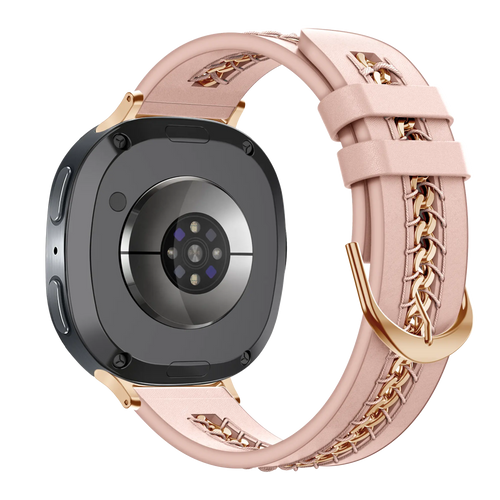 Bandz Samsung Galaxy Watch 9 - 40mm Leather Strap 'Chains' (Pink)