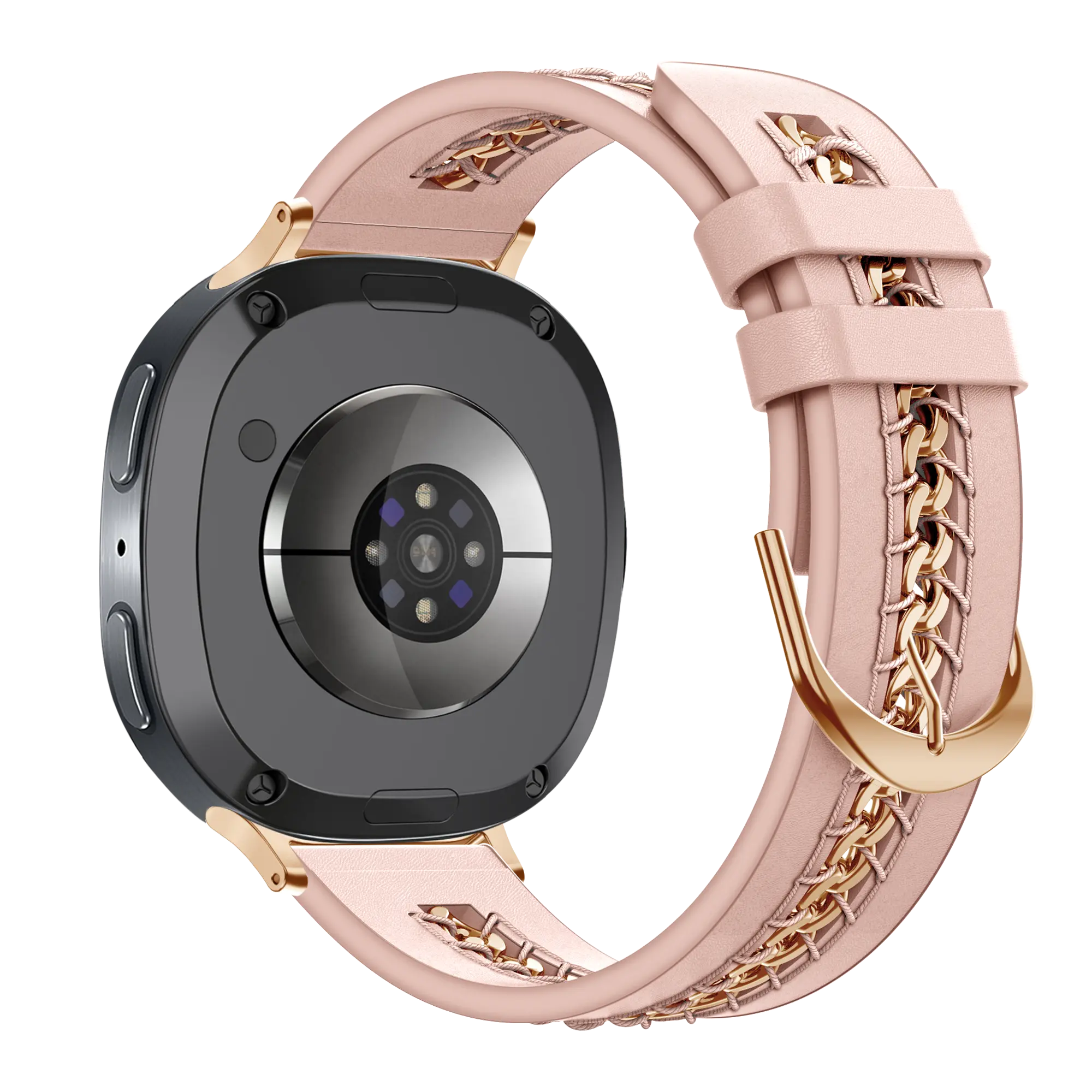 Bandz Samsung Galaxy Watch 9 - 40mm Leather Strap 'Chains' (Pink)