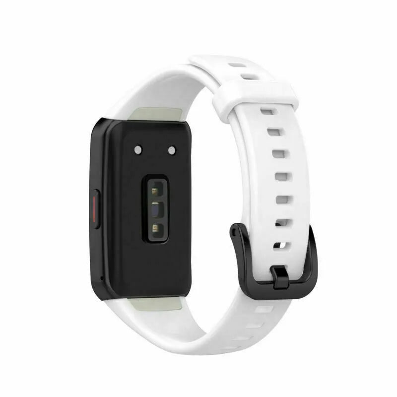 Silicone Strap, white, on a watch, 3/4 rear view