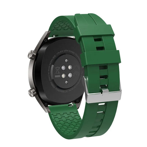 Silicone Strap 'Extreme', army green, on a watch, 3/4 rear view