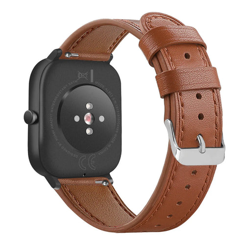Modern Leather Strap, brown, on a watch, 3/4 rear view