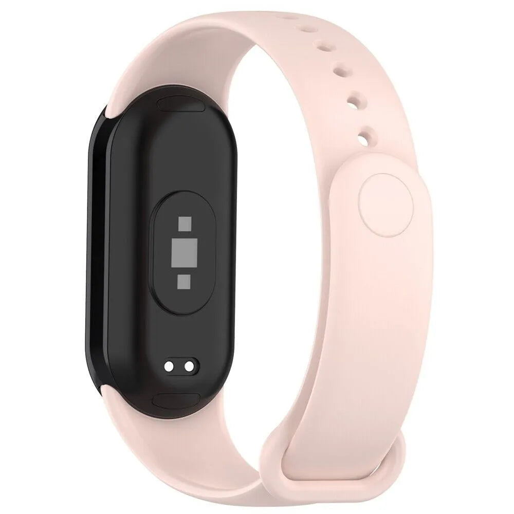 Silicone Strap, pink, on a watch, 3/4 rear view