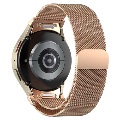 Milanese Strap 'One Push', rose gold, on a watch, 3/4 rear view