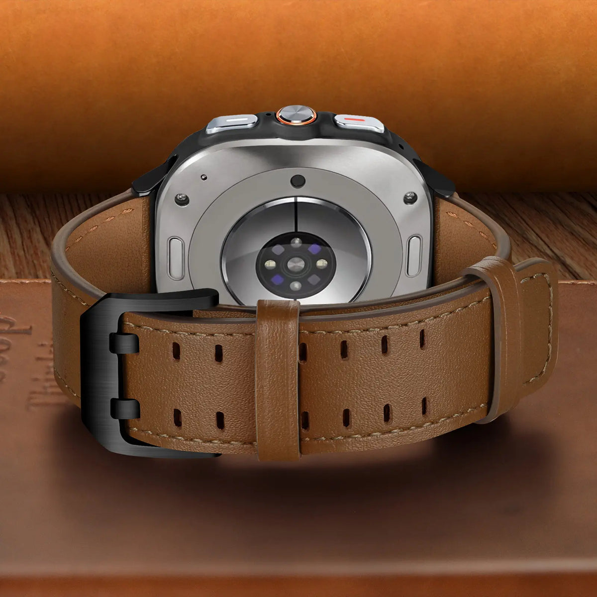 Bracelet cuir à double épingle Samsung Galaxy Watch Ultra (marron)