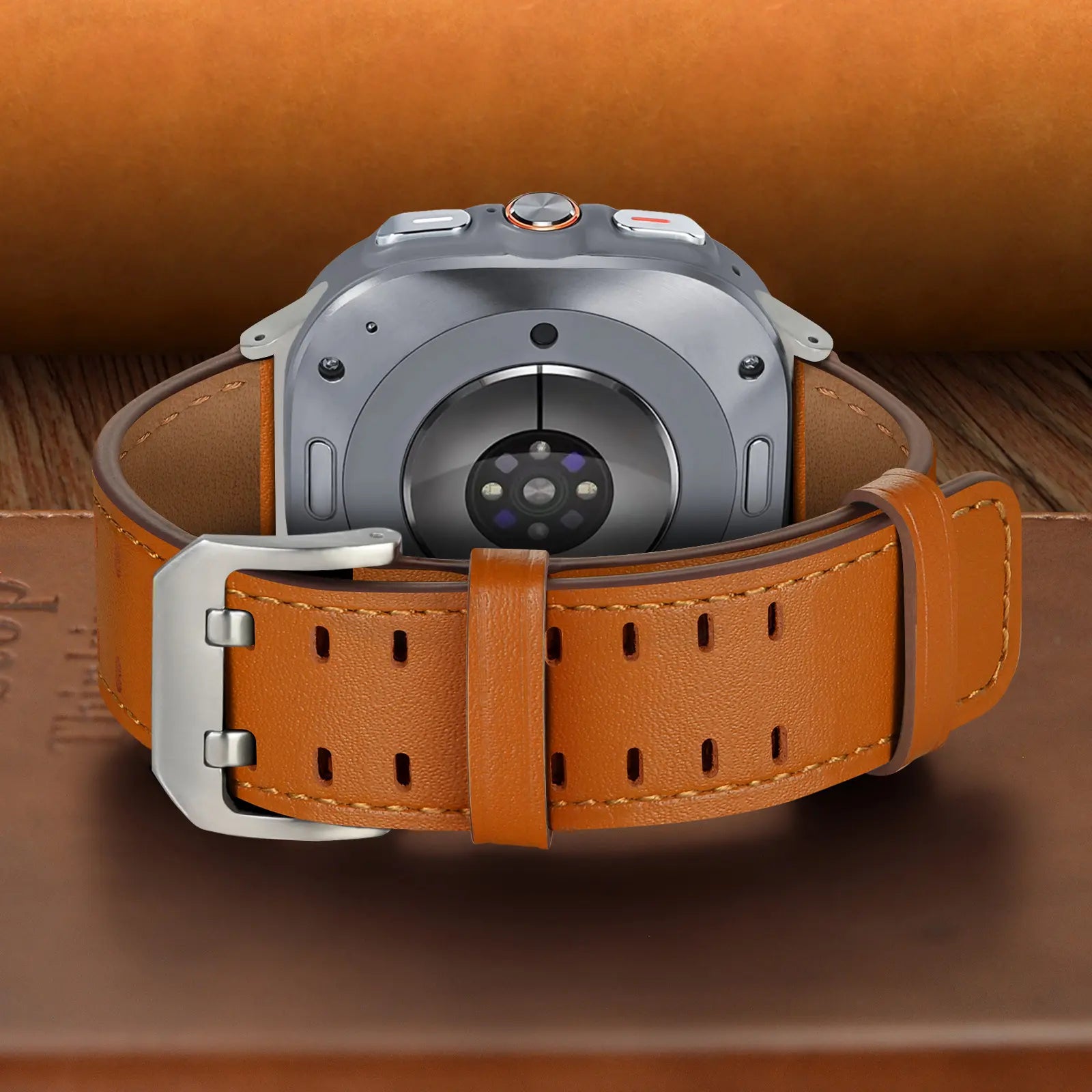 Bracelet cuir à double épingle Samsung Galaxy Watch Ultra (orange)