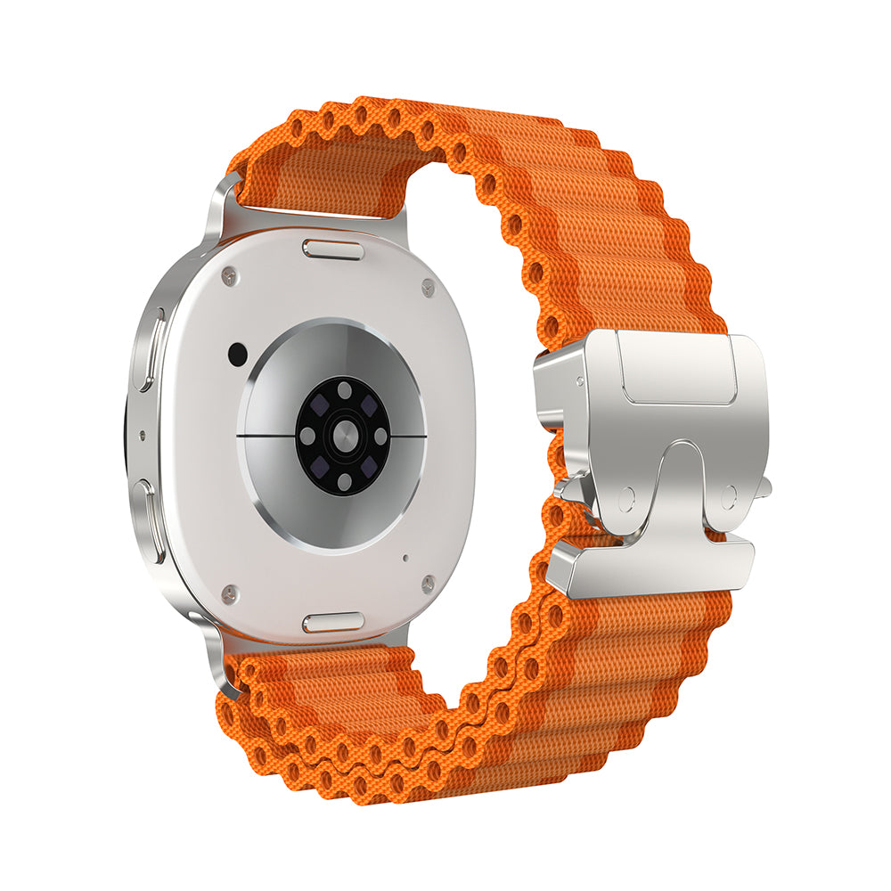 Bracelet nylon Outdoor avec boucle en P Samsung Galaxy Watch 8 - 40mm (orange avec argent)