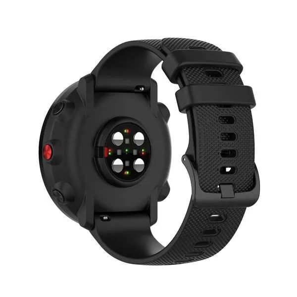Premium Silicone Strap, black, on a watch, 3/4 rear view