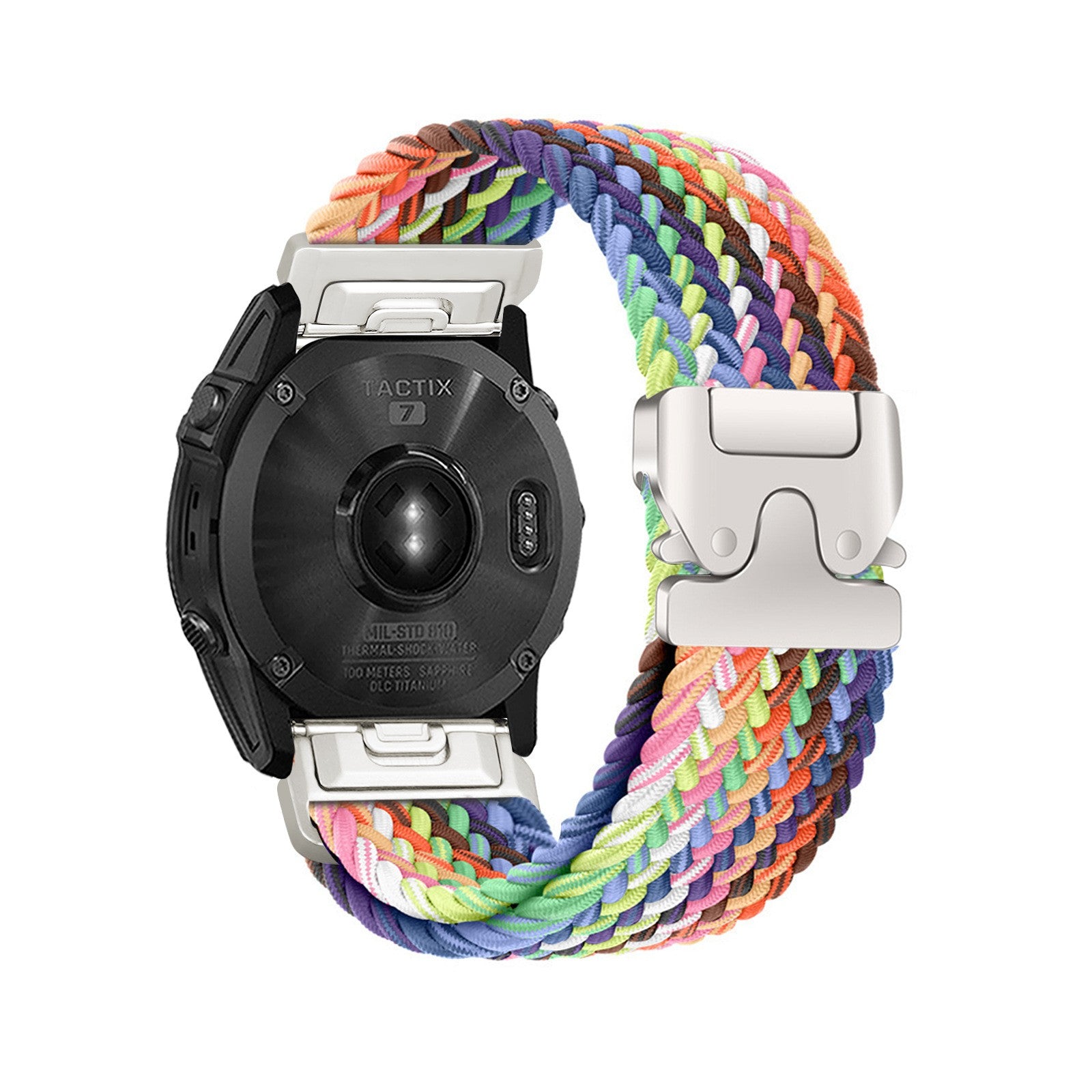 Bracelet tressé boucle en P Garmin Fenix 8 - 43mm (arc-en-ciel)
