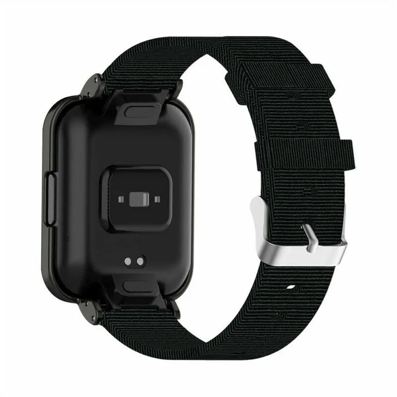 Nylon Canvas Strap, black, on a watch, 3/4 rear view