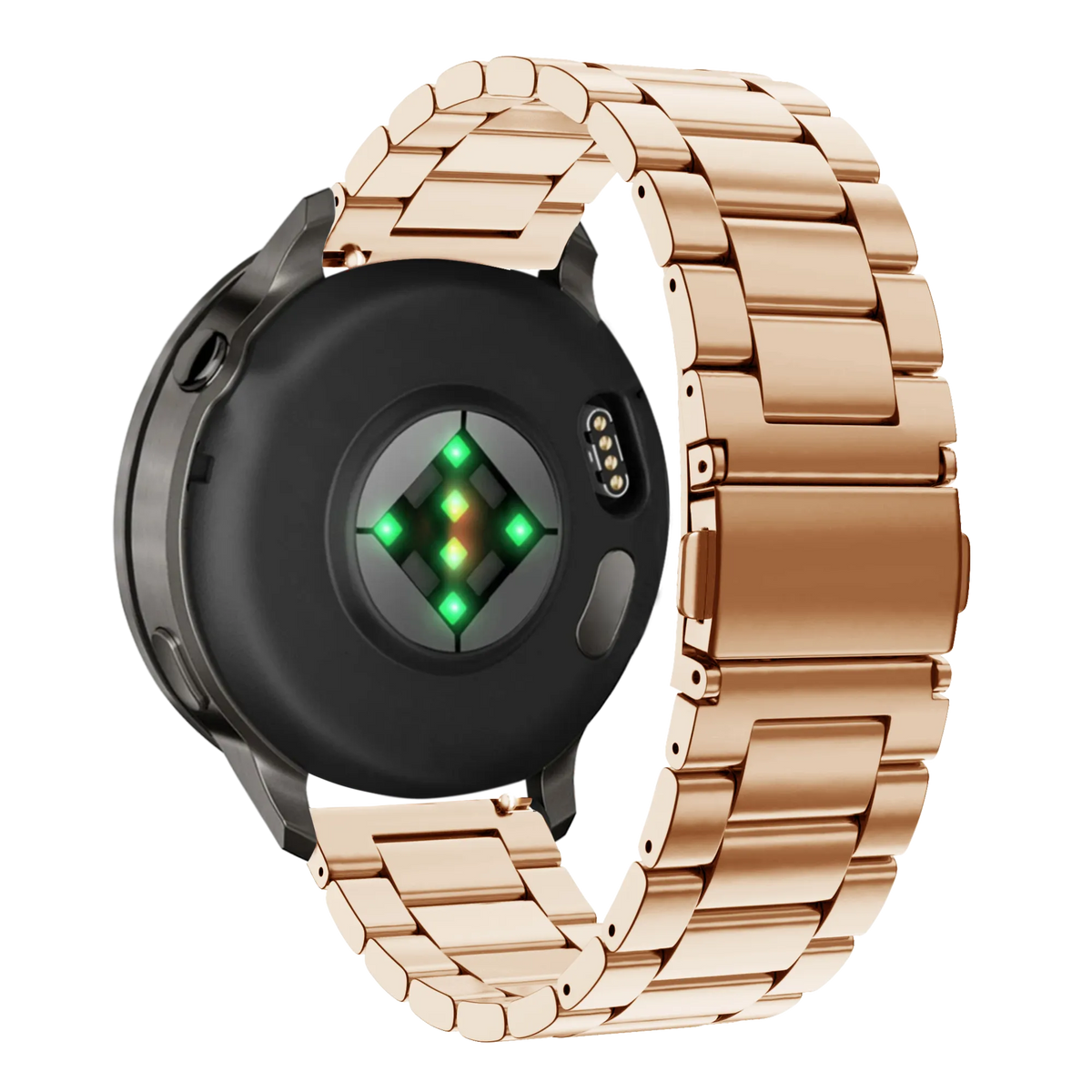 Steel Strap 'Classic', rose gold, on a watch, 3/4 rear view