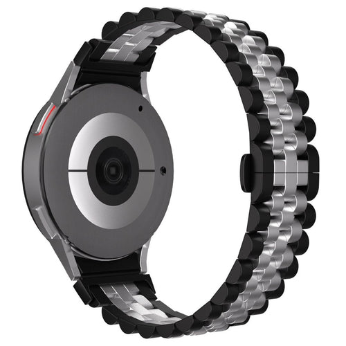 Jubilee Steel Strap, black/silver, on a watch, 3/4 rear view
