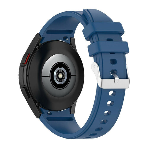 Silicone Strap 'Perfect Fit', blue, on a watch, 3/4 rear view