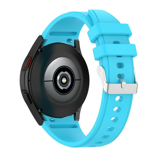 Silicone Strap 'Perfect Fit', light blue, on a watch, 3/4 rear view