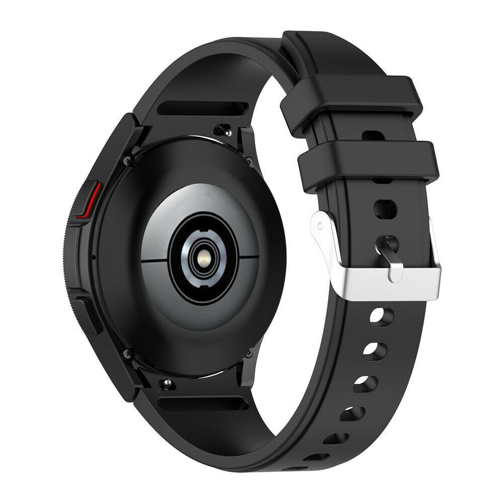 Silicone Strap 'Perfect Fit', black, on a watch, 3/4 rear view