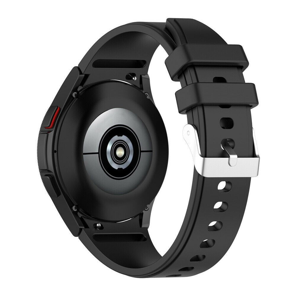 Silicone Strap 'Perfect Fit', black, on a watch, 3/4 rear view