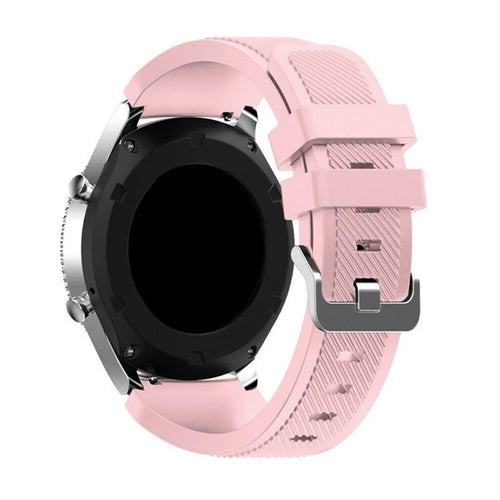Twill Silicone Strap, pink, on a watch, 3/4 rear view