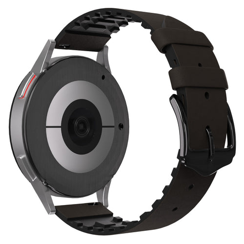 Leather Hybrid Strap, brown, on a watch, 3/4 rear view