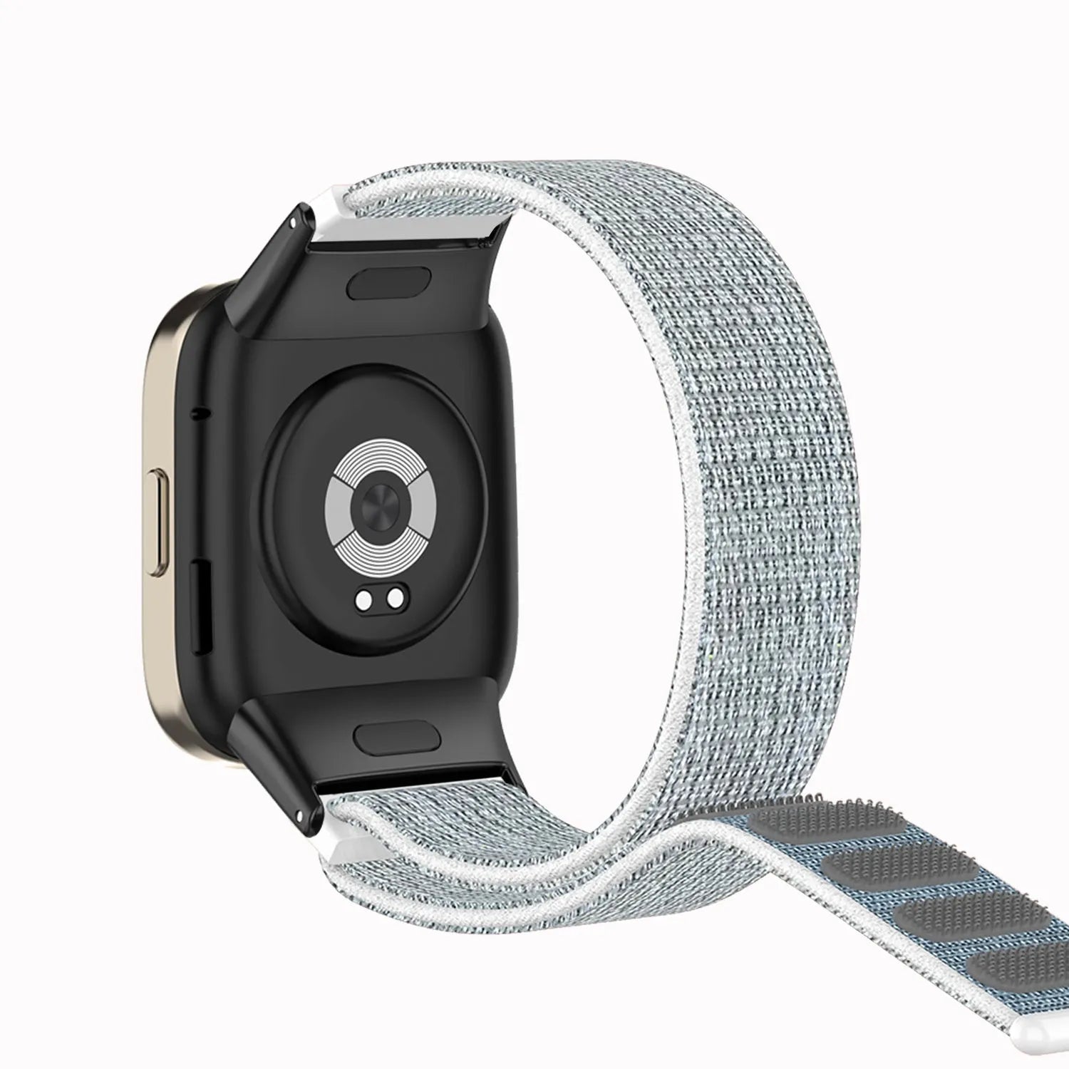 Nylon Strap, grey, on a watch, 3/4 rear view