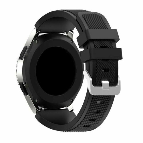 Twill Silicone Strap, black, on a watch, 3/4 rear view