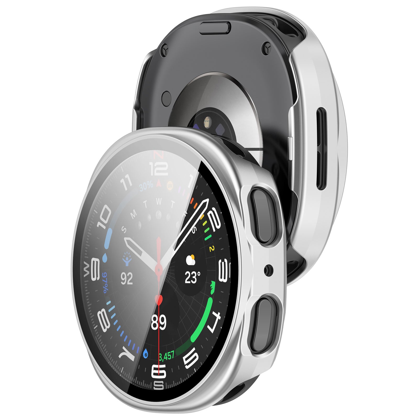 Coque rigide avec verre Samsung Galaxy Watch 8 / 9 - 44mm (argent)