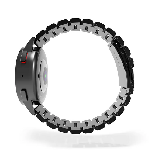 Steel Strap, dark grey, on a watch, 3/4 rear view