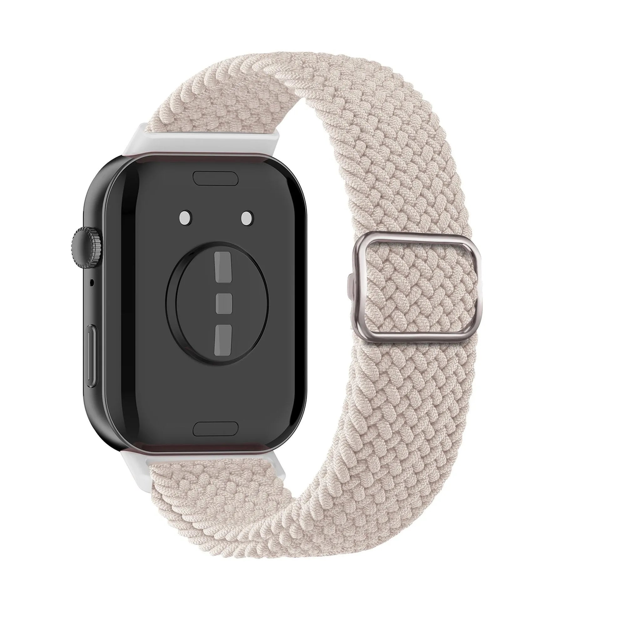 Nylon Adjustable Braided Strap, starlight, on a watch, 3/4 rear view