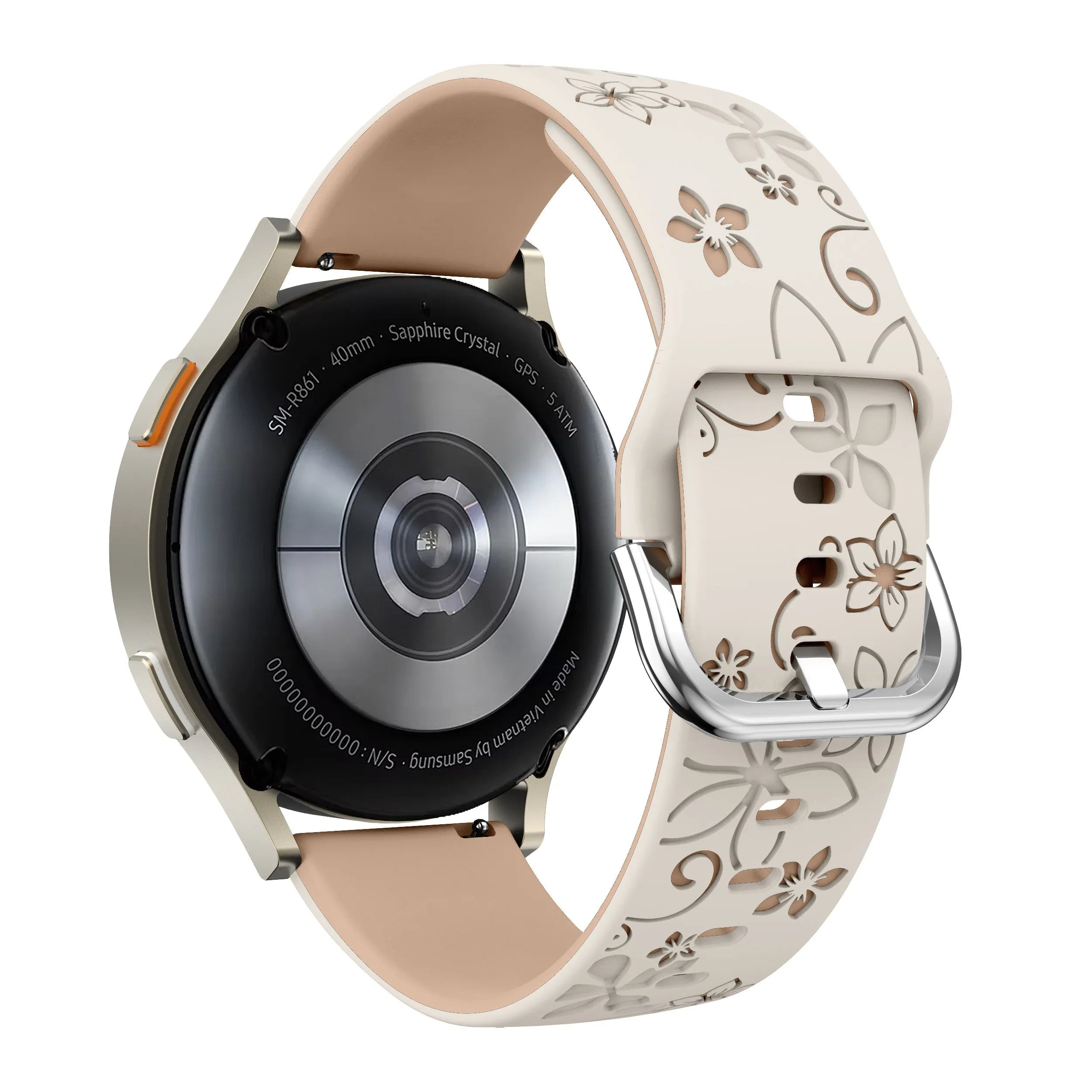 Fossil Gen 6 - 42mm Flower Silicone Strap (Starlight/Beige)